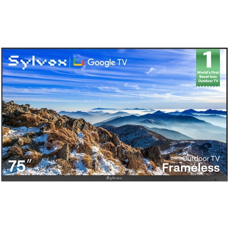 Sylvox 75" Outdoor TV,4K Smart Google TV, 1000 Nits Brightness, IP56 Waterproof, Dolby Atmos, Partial Sun, All-Weather Metal Design (Frameless)
