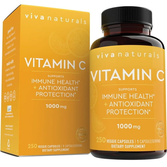 Viva Naturals Vitamin C 1000mg, 250 Vegetarian Capsules