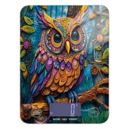 WOBOGO Complex Camo Owl Kitchen Scale Digital Gram and Ounce Weighing for Cooking Baking Ketogenic Diet Meal Prep