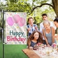 thumbnail image 2 of Happy Birthday Garden Flag 12 x 18 Inch Double Sided Burlap Yard Flag with Clip and Stopper Pink Balloon Theme Personalized Party Decoration Banner Yard Sign, 2 of 8