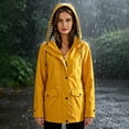 thumbnail image 4 of Perfectbot Women's Hooded Raincoat with Adjustable Cuffs, Water-Resistant Outdoor Jacket with Flap Pockets, 4 of 7