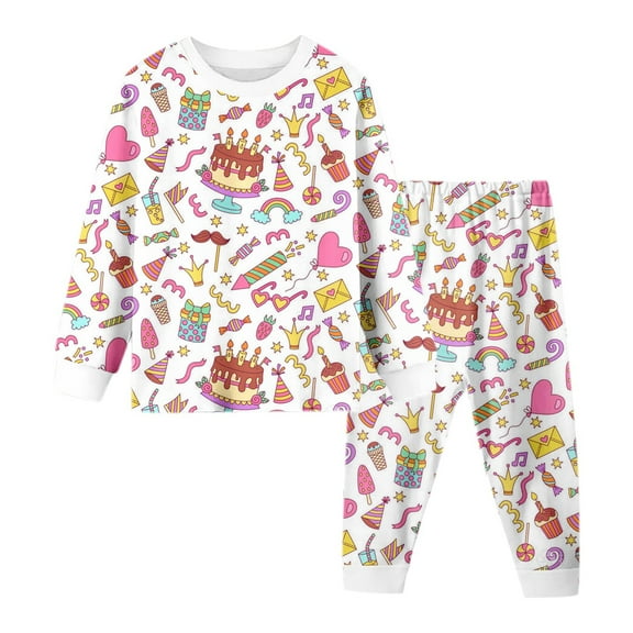 Hiijoy Toddler Girls Birthday Pajamas Long Sleeve T-Shirt Pants Homewear Set Sleepwear