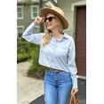 thumbnail image 4 of Zeagoo Womens Work Shirts Cropped Button Down Long Sleeve Tops V Neck Collared Business Casual Blouses, 4 of 6