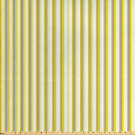 Retro Upholstery Fabric Yellow Fabric by The Yard, Classical Pattern with Vertical Stripes in Retro Style in Pastel Colors, Decorative Fabric for Upholstery and Home Accents, by Ambesonne ()