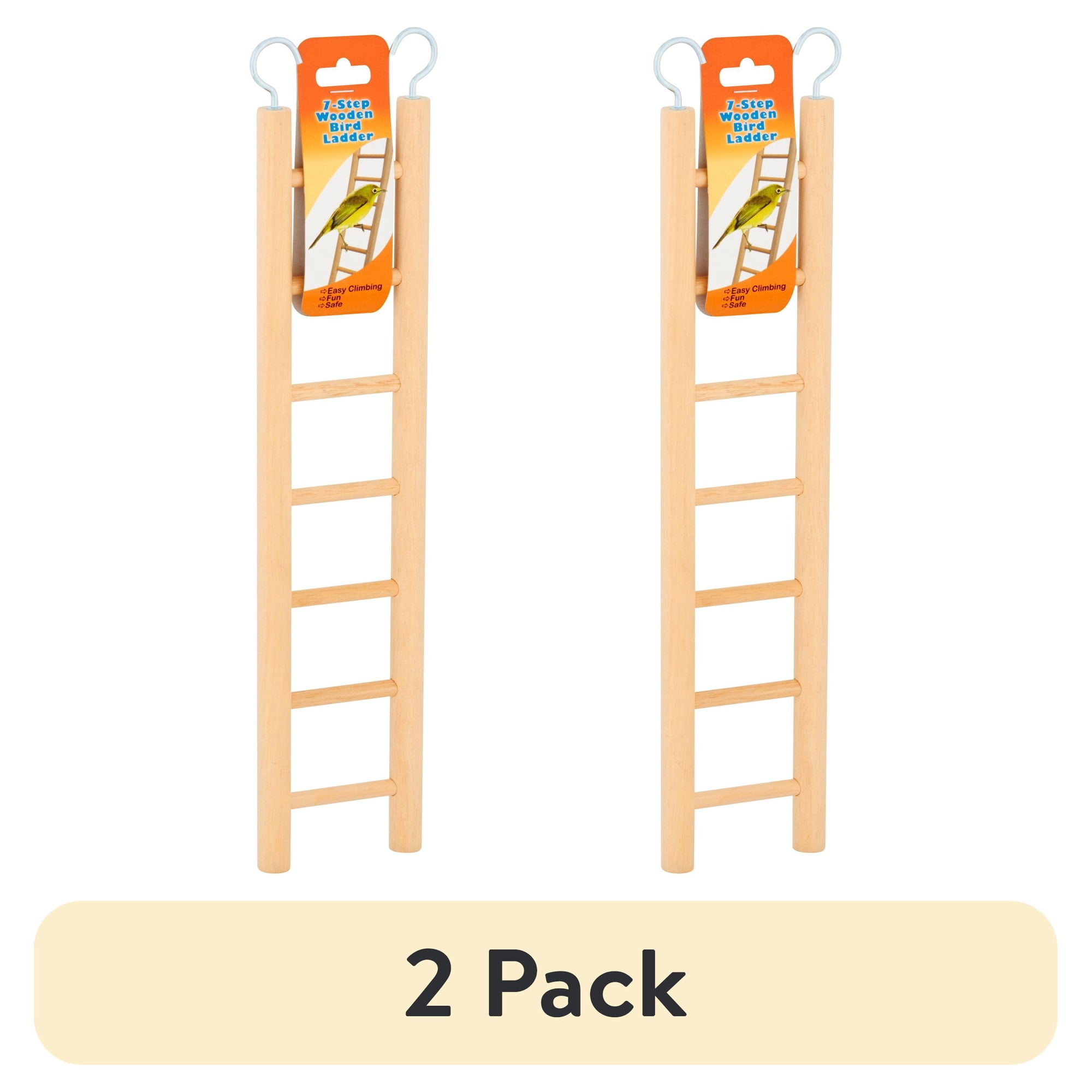 (2 pack) Walmart 7-Step Wooden Bird Ladder for Parakeets & Finches, Brown