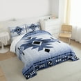 thumbnail image 4 of Manfei Blue Square Aztec Full Size Comforter Sets for Adult, Tribal Western Bohemian Bedding Comforter Set, Glitter Mandala Hippie Style Reversible Bedding Sets, Microfiber Bedroom Decor, 3-Piece, 4 of 9