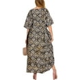 thumbnail image 3 of HAPPY BAY Women's Summer Batik Sleepwear Caftan Maxi Loungewear Dashiki House Dress with Pockets Nightgowns for Women 1X-2X Black, Geometric, 3 of 5