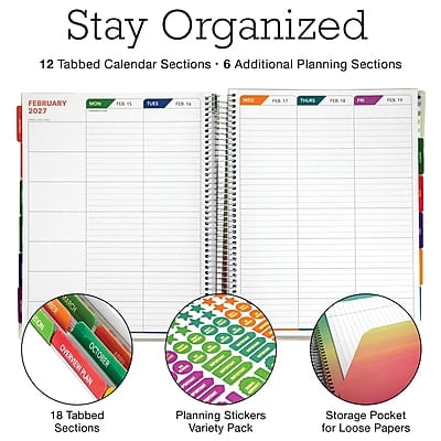 2026-2027 Excello Brands 8.5" x 11" Academic Weekly & Monthly Planner, Paperboard Cover, Navy Floral (NAY27-DTP-84)