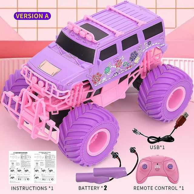 Pink Rc Car Electric Drive Off-road Big Wheel High Speed Purple Remote Control Trucks Girls Toys For Children Remote Control Cars & Trucks