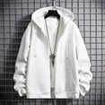 thumbnail image 2 of TOWED22 Mens Full Zip Casual Cotton Hooded Fleece Drawstring Hoodies Pullover Sweatshirts Casual Long Sleeve Shirts(White,M), 2 of 6