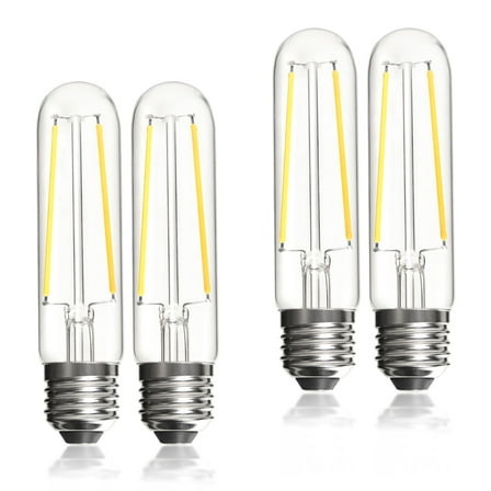 4Pack T10 LED Tubular Bulbs, 8W Dimmable Edison Bulb Equal 40W Light Bulb, 5 inches Long E26 Medium Base 400LM 2700K Soft White Light, T30 Led Bulbs for Pipes, Wall Sconces, Vanity
