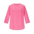 thumbnail image 6 of Minjewel Women's 3/4 Sleeve Summer Tops - Quick-Dry UV Protection Round Neck Tee, Solid Color Athletic Casual Top, Cute Sporty 2026 Summer Shirt.,Hot Pink L, 6 of 6