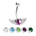 thumbnail image 1 of Jeweled Hear Design Belly Ring Sterling Silver Angel Wings, 1 of 4