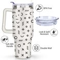 thumbnail image 3 of 40oz Cool Vintage Geometric Line Shapes Stainless Steel Flip Straw Tumbler Spill Proof Travel Cup Double Wall Vacuum Insulated Coffee Mug with Top Handle, 3 of 6