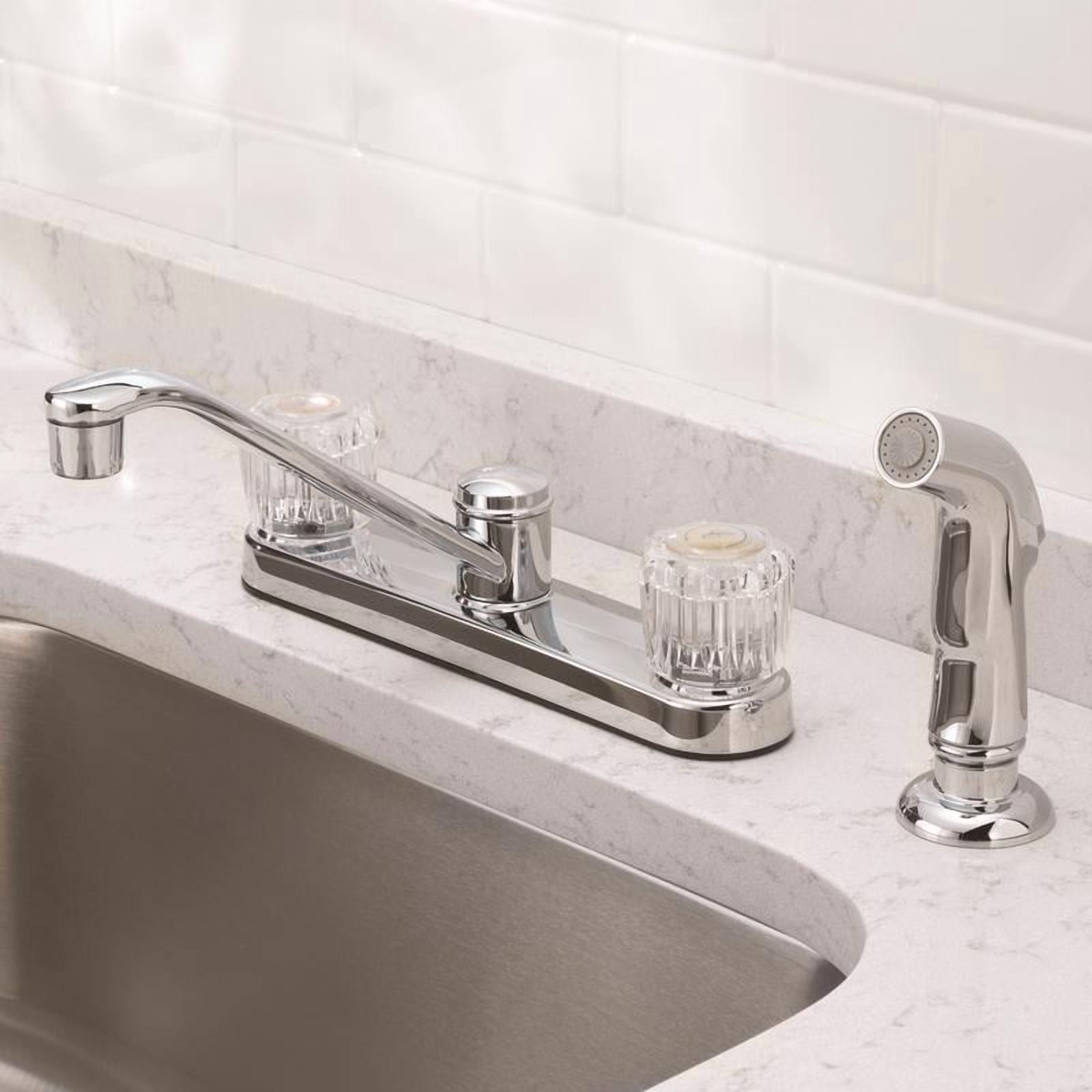 OakBrook Essentials Two Handle Kitchen Faucet with Side Sprayer, Chrome