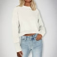 thumbnail image 2 of biudgviw Cropped Sweatshirts for Women Crew Neck Fleece Lined Pullover Long Sleeve Cute Crop Tops Going out Fall Clothes, 2 of 6