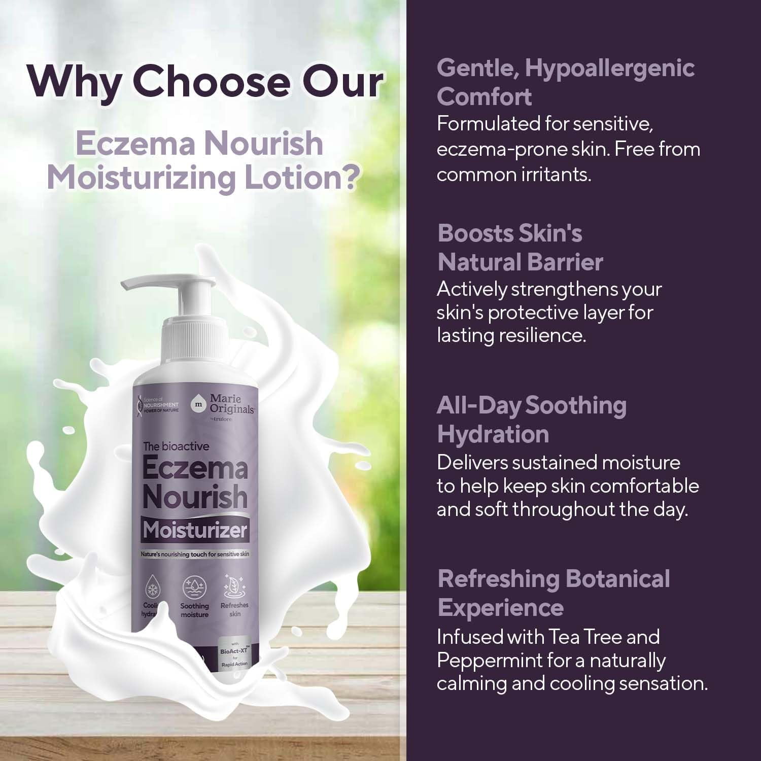 Marie Originals Eczema Nourish Moisturizing Lotion, Hydrating Cream for Dry, Itchy & Sensitive Skin, Hypoallergenic (2pack)