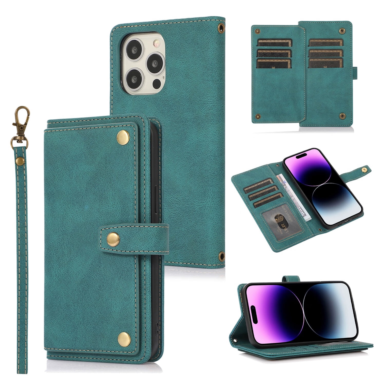 Elepower for iPhone 14 Pro Max Flip Wallet Case, PU Leather