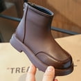 thumbnail image 6 of NAISIBABY Ankle Boots for Girls, Waterproof Non-Slip Low Heels Zipper Kids Faux Leather Mid-Calf Boots Brown 2(Big Kids), 6 of 9