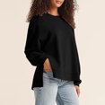 thumbnail image 3 of tarylea Athletic Tops for Women Crew Neck Split Hem Pullover Solid Color Long Sleeve Shirts Casual Loose Comfy Sports Tops, 3 of 8