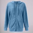 thumbnail image 5 of Sweaters for Women Long Sleeve Knitted Zip Up Hoodies Ribbed Pullover Loose Casual Sweatshirts with Pocket Blue XXL, 5 of 8