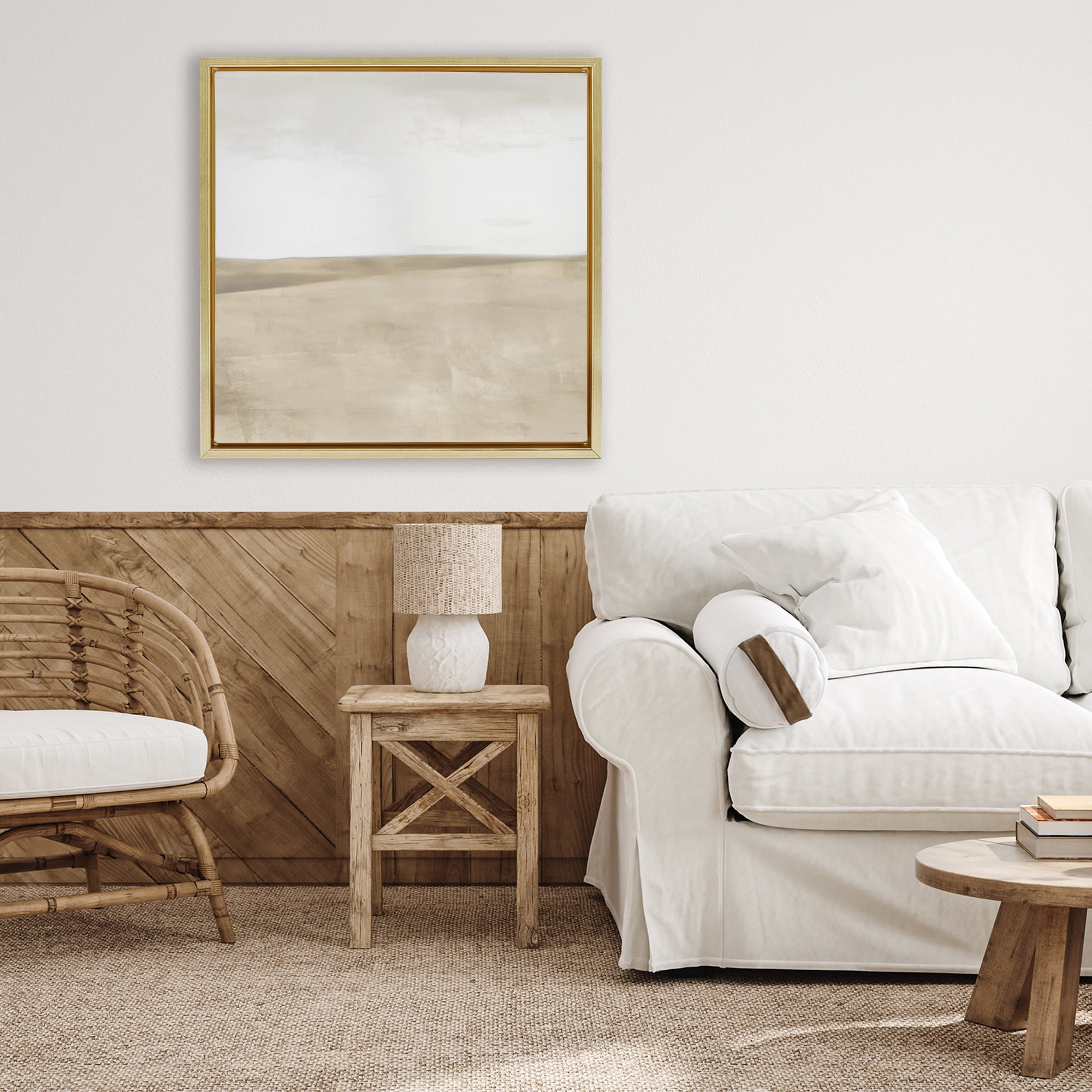 Stupell Industries Muted Smooth Hills Gold Framed Floater Canvas Wall Art, design by Dan Meneely
