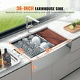 thumbnail image 6 of KFFKFF 36''x22'' Kitchen Sink, Farmhouse Kitchen Stainless Steel Sink,  Drop-In Single Bowl with Multi-functional Accessories, Ideal for Home Dishwasher, Preparation Area, 6 of 9
