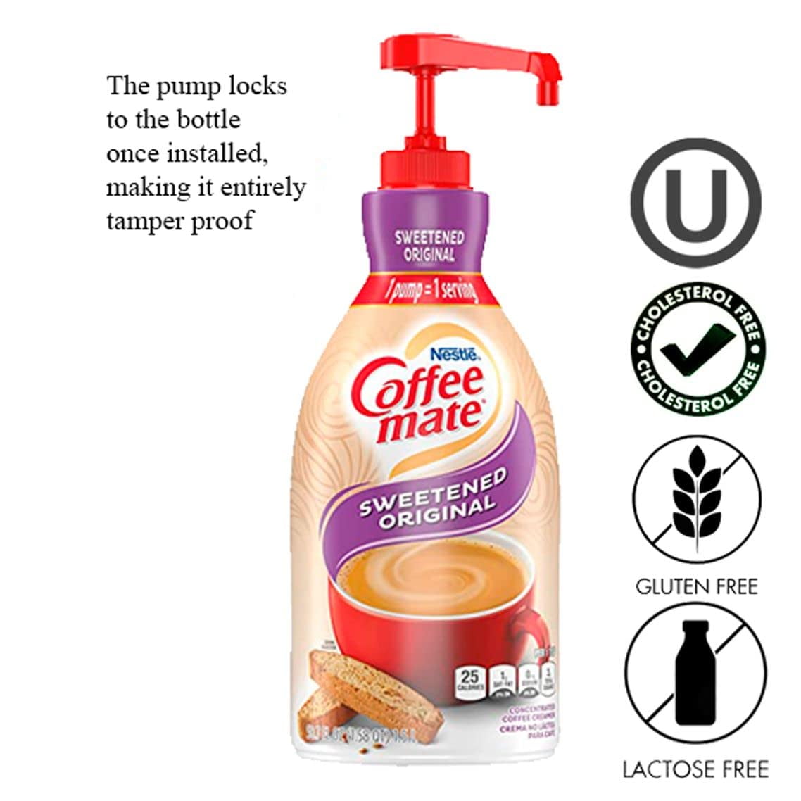 Coffee mate Creamer, Non Dairy, No Refrigeration, 50.7 Ounces, Sweetened Original Liquid Concentrate, 1.5 Liter Pump Bottle (Pack of 3) with BestBonus4u Complete Recipe E-Book of 20+ Delicious Coffee.