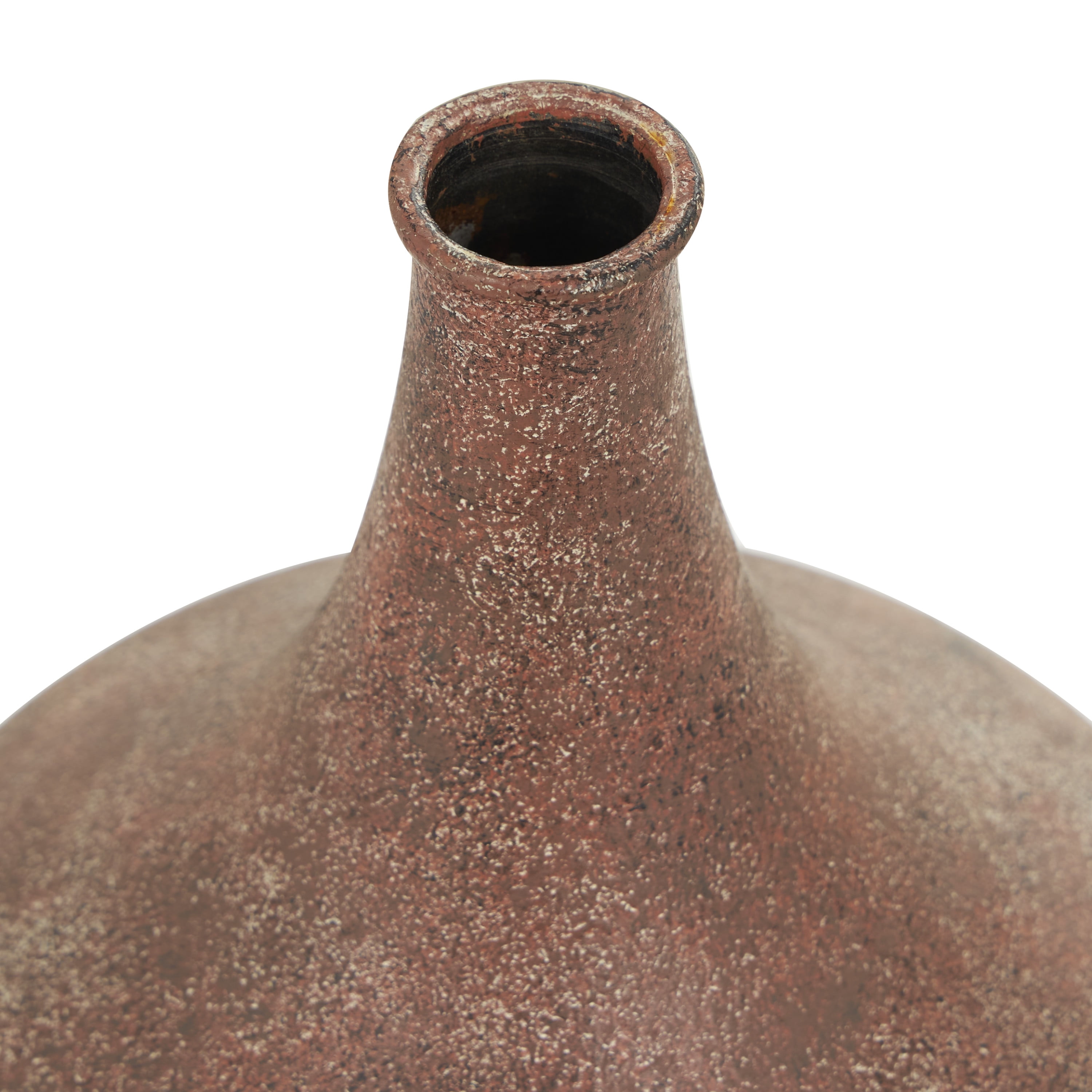 DecMode 20" Distressed Textured Ombre Copper Metal Vase with Cream Accent