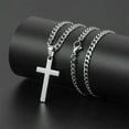 thumbnail image 3 of QQTDFG Mens Women Cross Necklace Stainless Steel Silver Pendant Cuban Chain 16"-30"-S (1.1"*0.59")-22 inch, 3 of 9