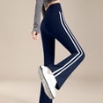 thumbnail image 4 of Maqroz Yoga Pants Women Plus Size Flare High Waist Tummy Control Bootcut Leggings with Side Stripes Casual Stretch Trousers Outdoor Gym Workout Sweatpants Navy S, 4 of 7