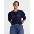 thumbnail image 2 of Scenario Women's and Women's Plus Crewneck Cardigan with Short Sleeves, Lightweight, Sizes XS-4X, 2 of 6