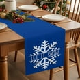 thumbnail image 2 of Hello Winter Cotton Linen Table Runner Snowflake Dark Blue Dining Table Runners for Home Decor Party Dining Room Restaurant Kitchen Party 13" x 90", 2 of 9