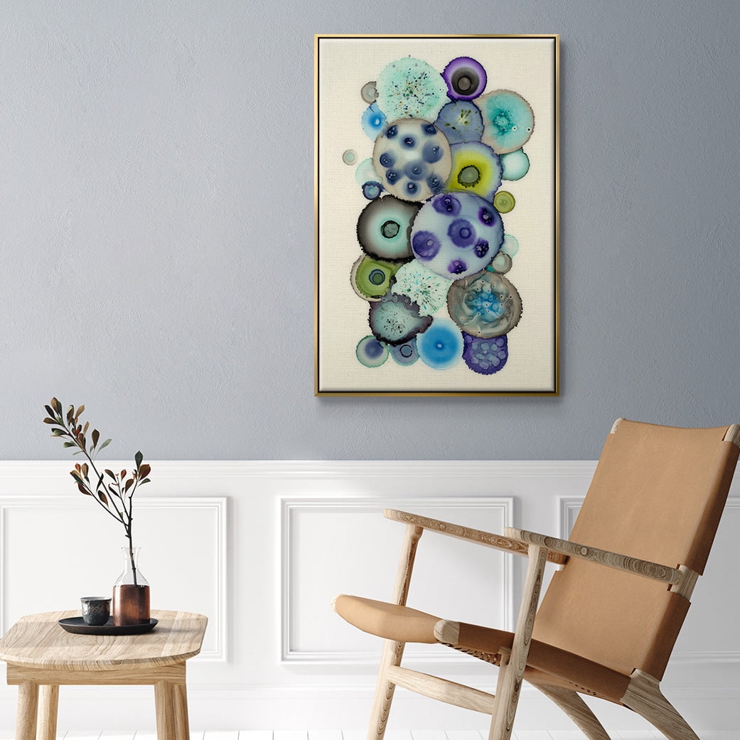 Geodes II Framed Premium Gallery Wrapped Canvas - Ready to Hang - 25 x 37 - Gold Floating Frame