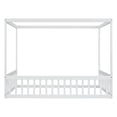 thumbnail image 4 of Miniyam Full Size Canopy FloorBed with Guardrails for Kids and Teens, White, 4 of 7