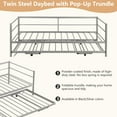 thumbnail image 4 of SESSLIFE Metal Daybed with Adjustable Trundle, Twin Size Daybed with Twin Size Pop Up Trundle Bed, Heavy-Duty Sofa with Portable Folding Trundle Bed for Bedroom Living Room, Silver, 4 of 7