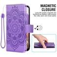 thumbnail image 6 of Compatible with Samsung Galaxy A32 5G 2021 6.5 inch Wallet Phone Case and Tempered Glass Screen Protector Flip Credit Card Holder Stand Flower Cell Cover for M32 G5 A 32 32A S32 SM-A326U A326U Purple, 6 of 9