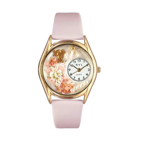 Whimsical Valentine's Day Pink Pink Leather And Goldtone Watch