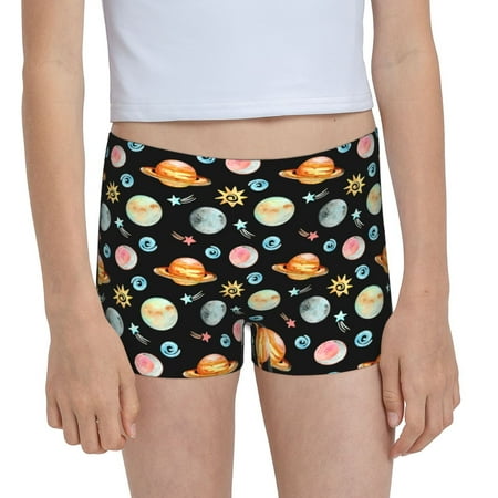 Pofeuu Watercolor Space Planets Print Soft Cotton Girls Boyshort panties Toddler Underwear-X-Large