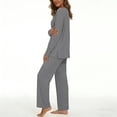thumbnail image 2 of MecTo Women Pajamas Sets, Lady Oversize Comfy Solid Long-Sleeved PJ, 2 piece, Size M, 2 of 6