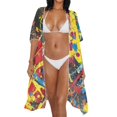 thumbnail image 3 of HELLHERO High Quality Fabrics Bathing Suit Cover Up for Beach Half Sleeve Breathable Colorful Splash, 3 of 6