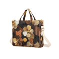thumbnail image 7 of FORMRS Womens Corduroy Tote Bag Crossbody Shoulder Handbag with Pocket, Gold Flower, 7 of 7