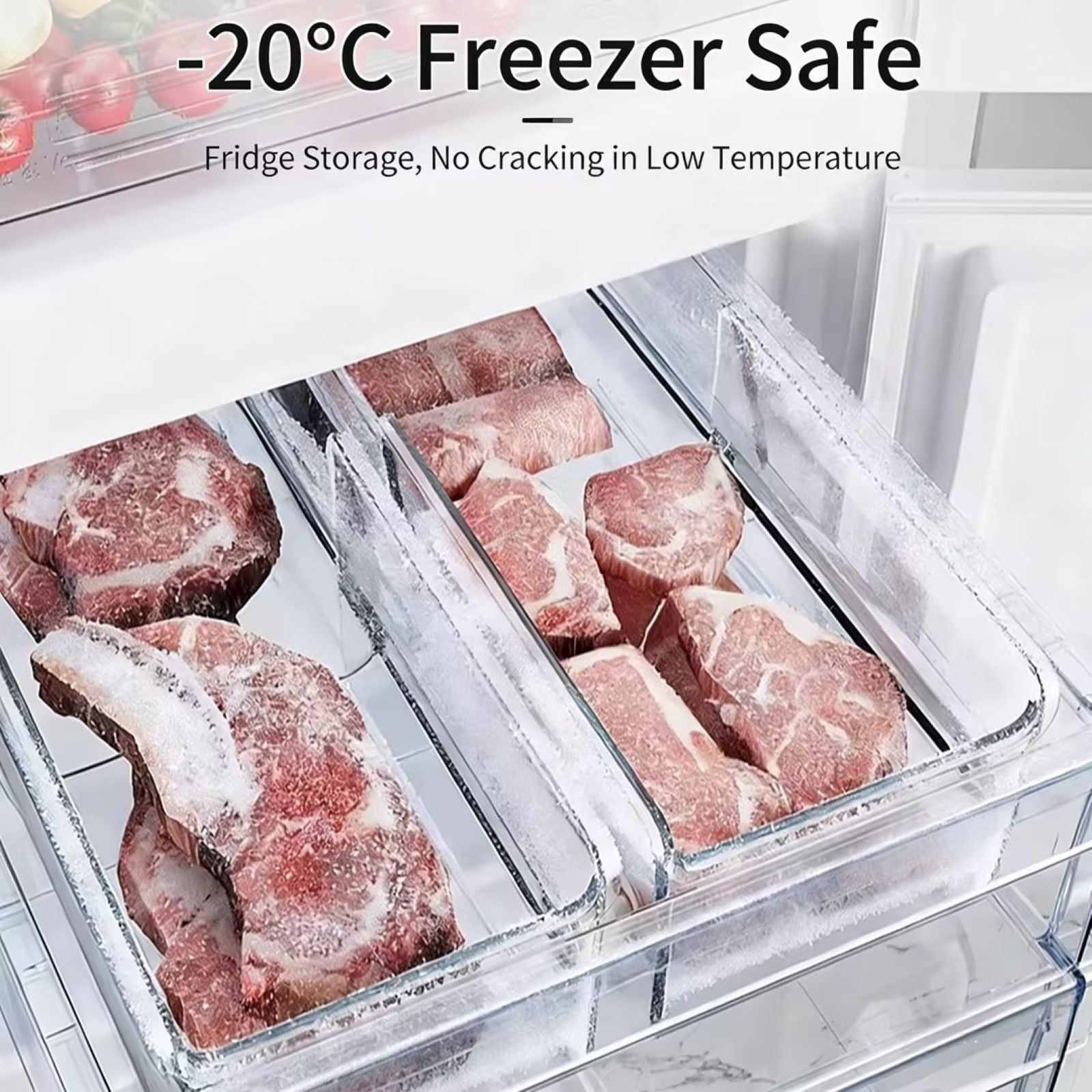 Lunxisen 3 Pcs Multi-Function Storage Organizer Kitchen Refrigerator Egg Tray Transparent Double-Layer Drawer Freshness Box for Food Organization
