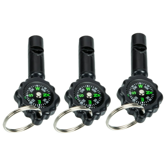 3 Pcs Portable Compass Keychain Pocket Whistle Fishing Travel