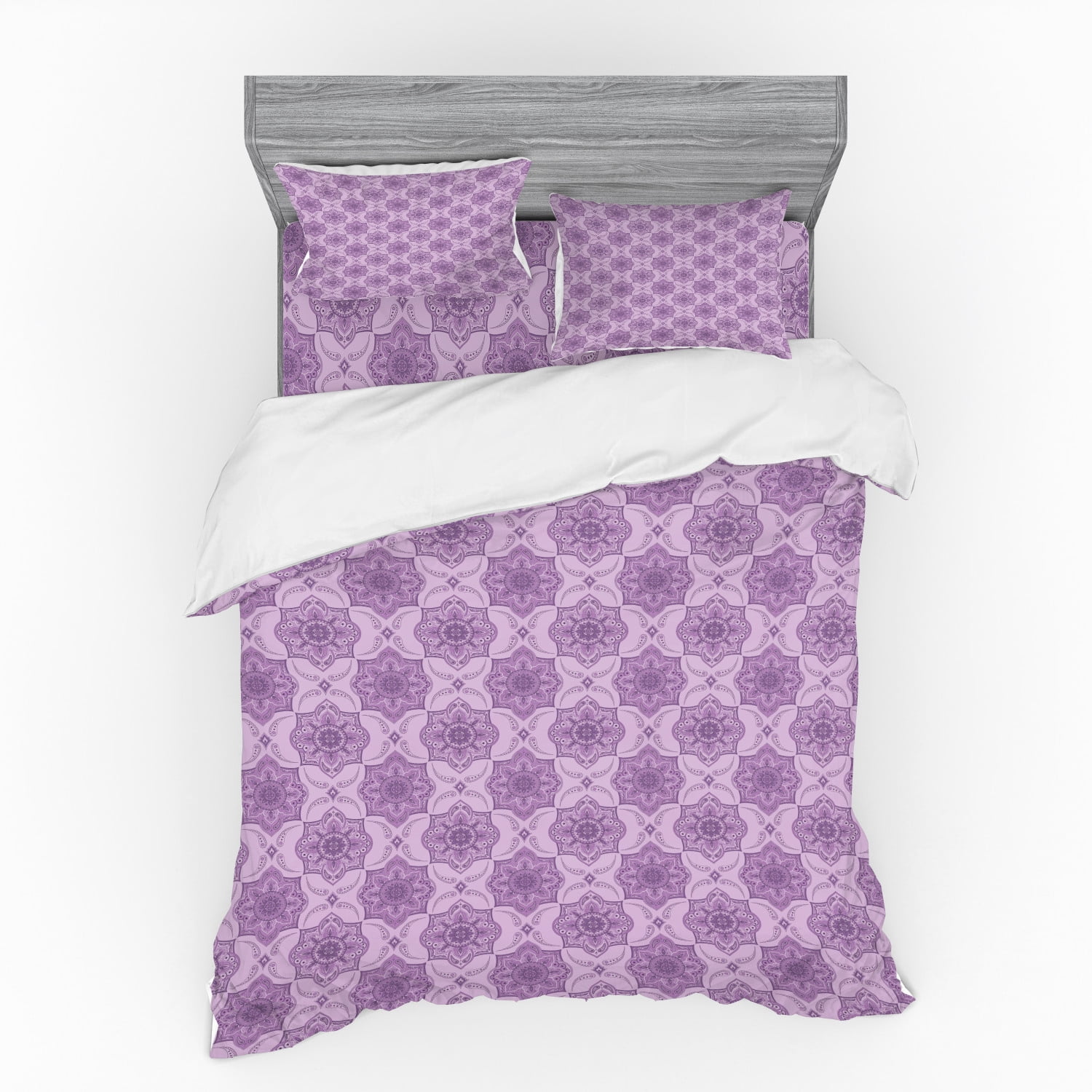 Oriental Duvet Cover Set, Monochrome Design Folkloric ...