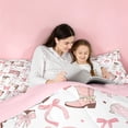 thumbnail image 4 of meiyoeat Pink Ribbon Bows Full Size Comforter Sets For Girls,Fashion Western Cowgirl Boots Bedding Comforter Set For Kids,Pink Reversible,3-Piece, 4 of 7