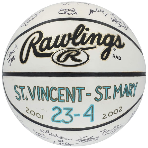 Lebron James 2001-02 St. Vincent St.Mary High School Team Signed Basketball BAS