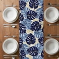 thumbnail image 6 of Blue Palm Leaves Table Runner - 60 Inch Long, Kitchen Dining Table Runner Dresser Scarves, Farmhouse Summer Beige Tropical Plants Farmhouse Decor for Coffee Tables Wedding Party Banquet, 6 of 8
