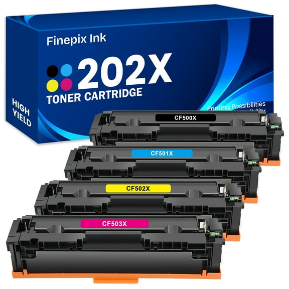 Finepix Ink 202X 202A Toner Cartridge Replacement Compatible for HP CF500X CF500A for Color Laserjet Pro MFP M281fdw M281cdw M254dw M281fdn M254 M281 Printer Ink(Black, Cyan, Magenta, Yellow 4-Pack)