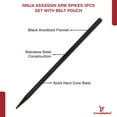 thumbnail image 4 of Armory Replicas Ninja Assassin Arm Spikes 3-Piece Set – 6.5" Anodized Steel Throwing Spikes with Sheath & Belt Pouch, 4 of 10